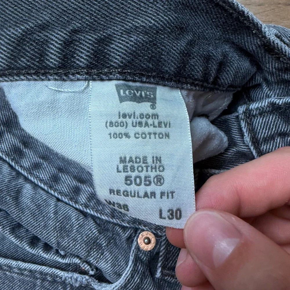 Levi's 505 Regular Fit Jeans Mens 36x30 Grey Straight Leg Denim Pants Y2K